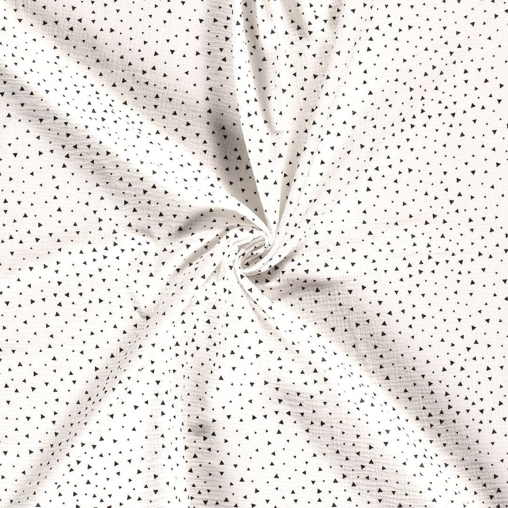 Musselin Baumwolle bedruckt Dreiecke auf weiß - NahtZuGabe