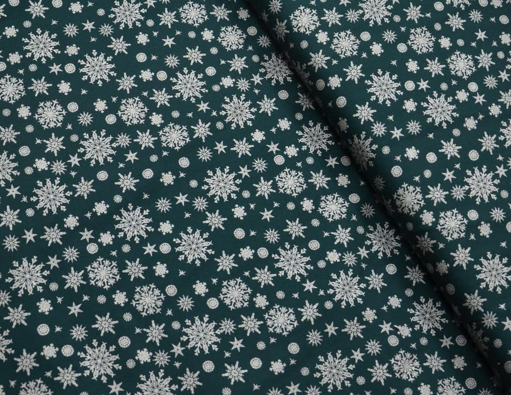 Baumwoll Webware Weihnachtliche Sterne dunkelgrün - NahtZuGabe