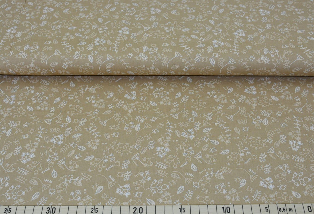 Baumwoll Webware Rom Blüten - beige sand - NahtZuGabe